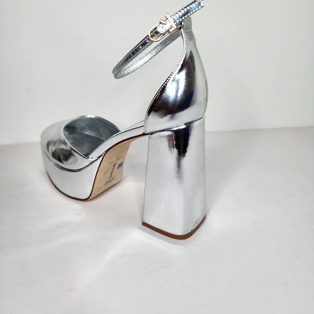 Larroude Ari Metallic Leather Ankle Strap Platform Sandals Size 8 - Picture 6 of 11